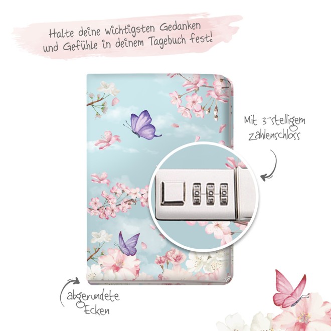 Tagebuch mit Zahlenschloss "Spring"