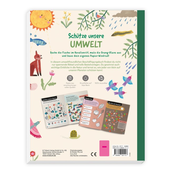 Beschäftigungsbuch "Schütze unsere Umwelt-Tiere"