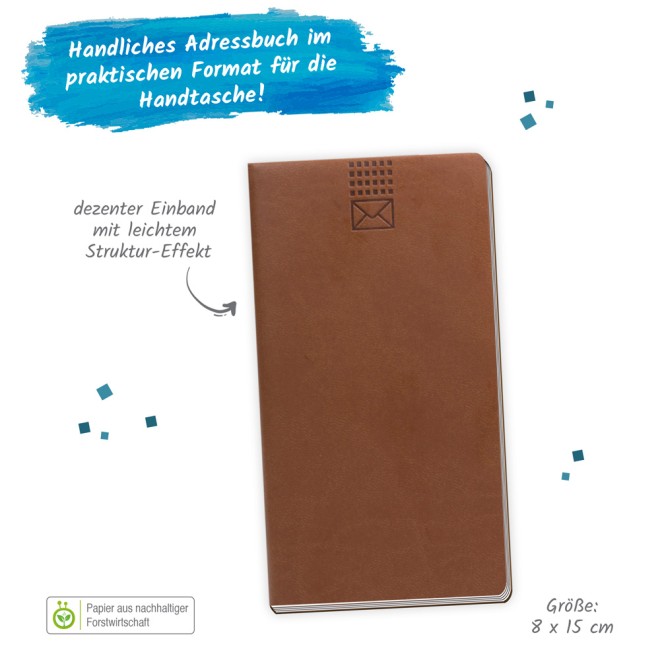 Adressbuch Soft braun slim
