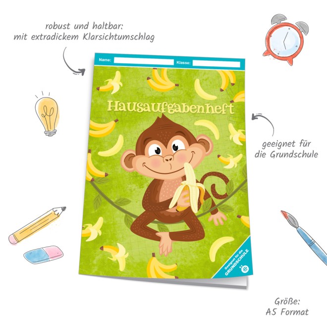Hausaufgabenheft Grundschule Affe
