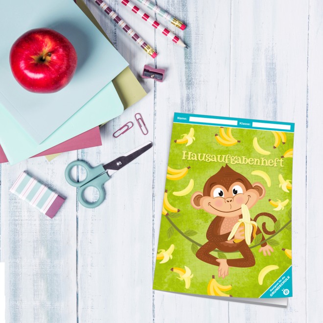 Hausaufgabenheft Grundschule Affe