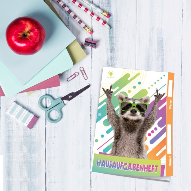 Hausaufgabenheft für Schlaue Waschbär