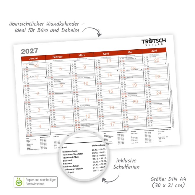 Wandtafelplaner A4 2027