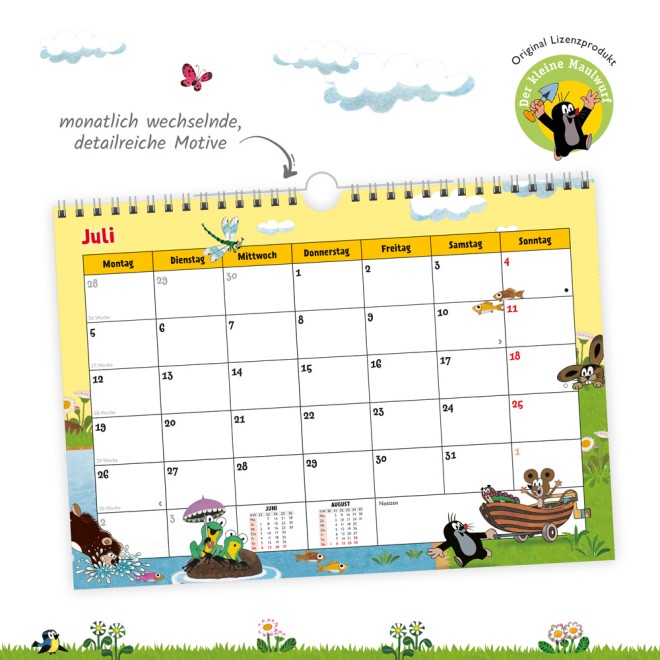 Der kleine Maulwurf Monatsterminer Monatskalender 2027