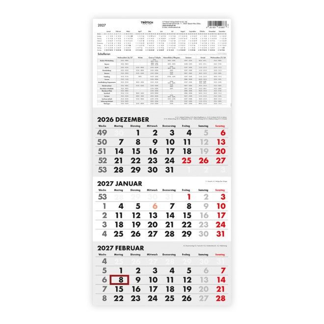Dreimonatskalender Drei-Monatskalender 2027