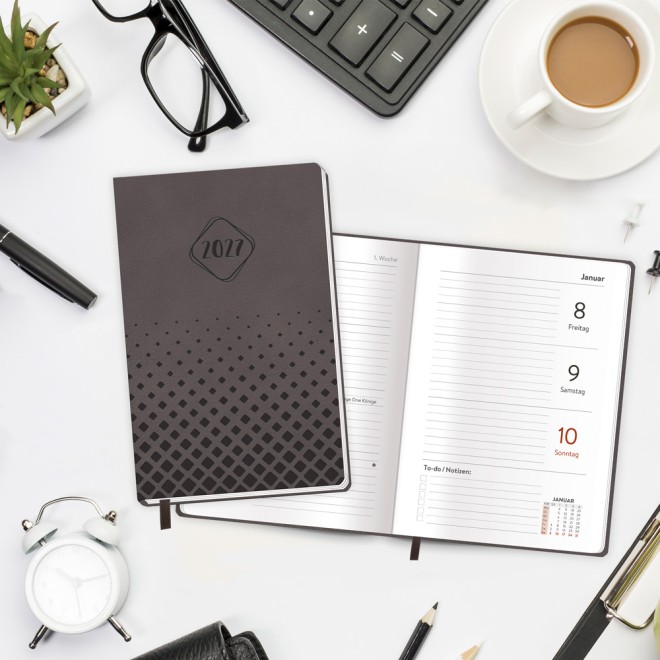 Taschenkalender A6 Soft Touch Anthrazit 2027