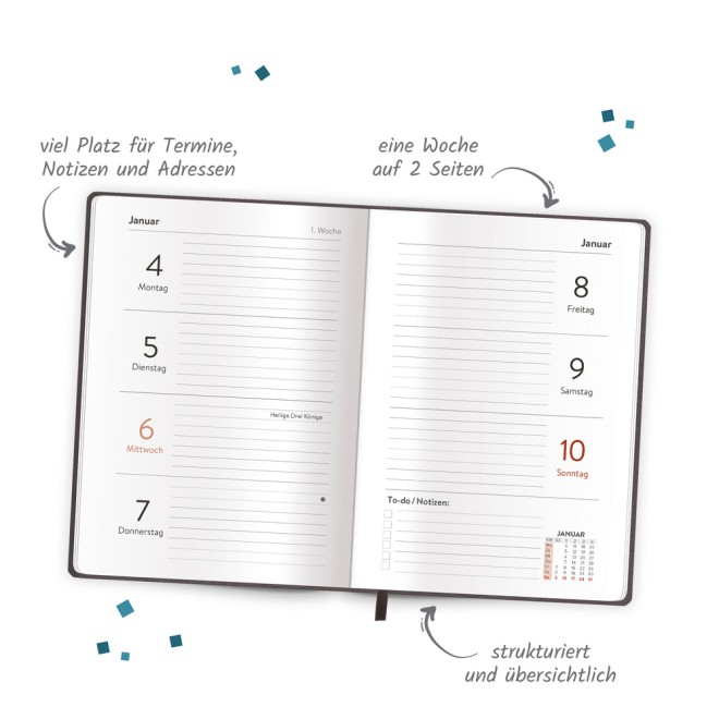 Taschenkalender A6 Soft Touch Anthrazit 2027