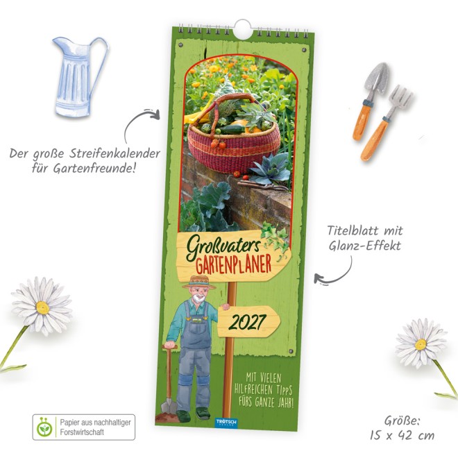 Maxi-Streifenkalender Großvaters Gartenplaner 2027