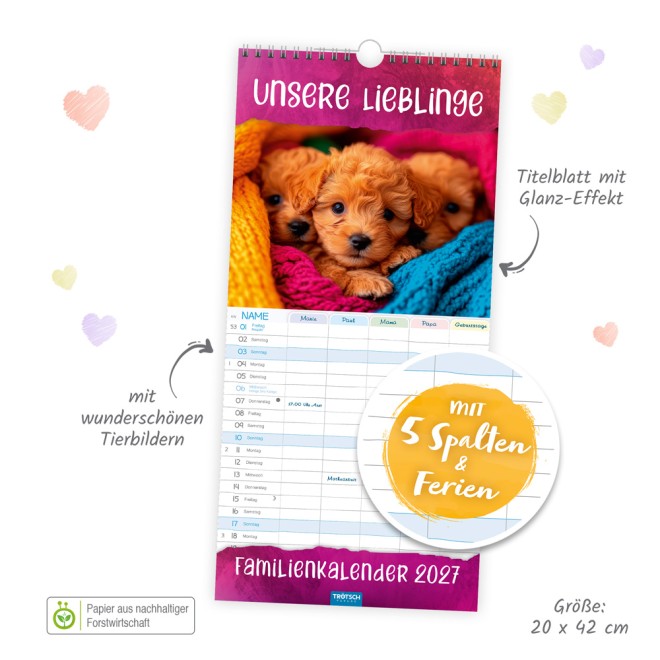 Familienkalender Unsere Lieblinge 2027