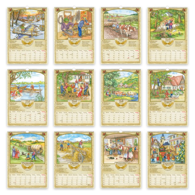 Großbildkalender Bauernkalender 2027 mit Wetterprognosen Bauernregeln und Ferienterminen