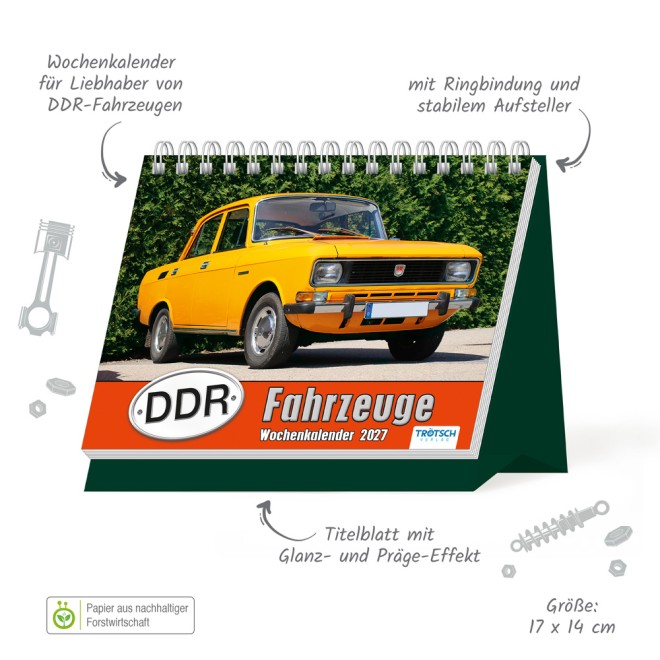 Aufstellwochenkalender DDR Fahrzeuge 2027