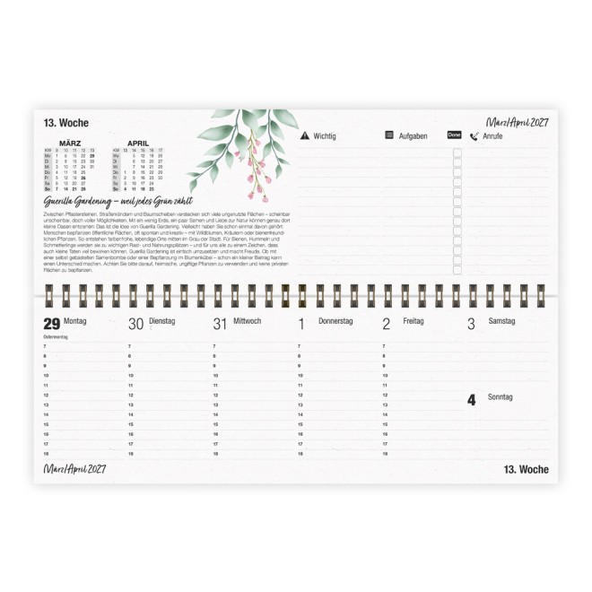 Wochentischkalender Natur 2027