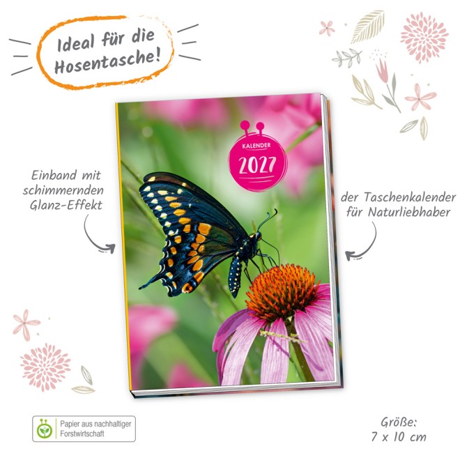 Taschenkalender A7 Schmetterling 2027