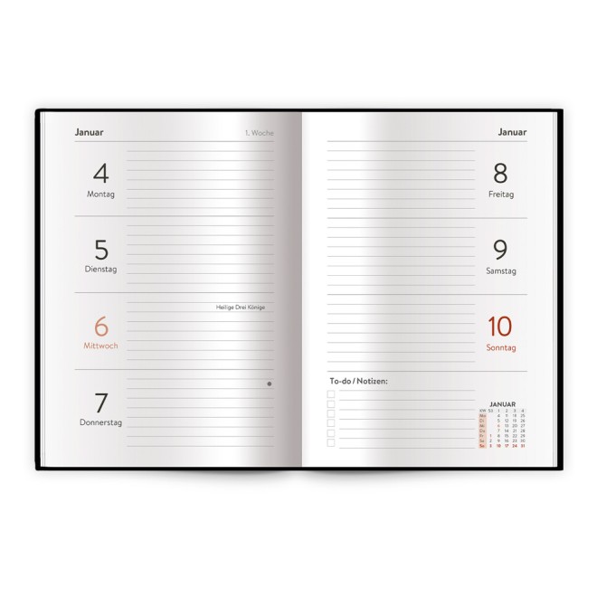 Taschenkalender A6 schwarz 2027