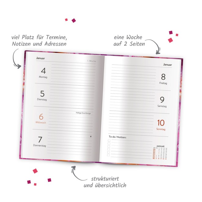 Taschenkalender A6 Flowers 2027