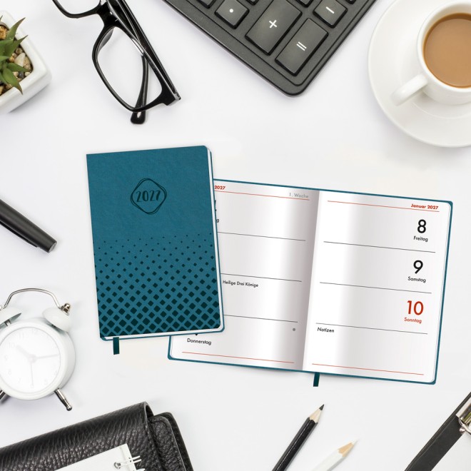 Taschenkalender A7 Soft Touch Petrol 2027