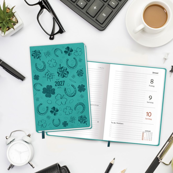 Taschenkalender A6 Soft Touch Glück 2027