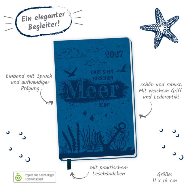 Taschenkalender A6 Soft Touch Maritim 2027
