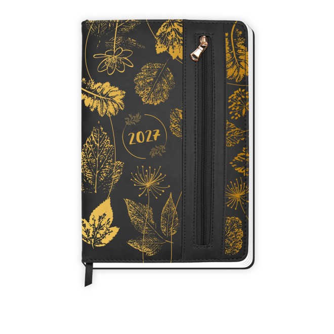 Wochenplaner A5 mit Tasche Flowers black 2027