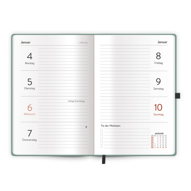 Taschenkalender A6 Soft Touch Premium Aquamarin 2027