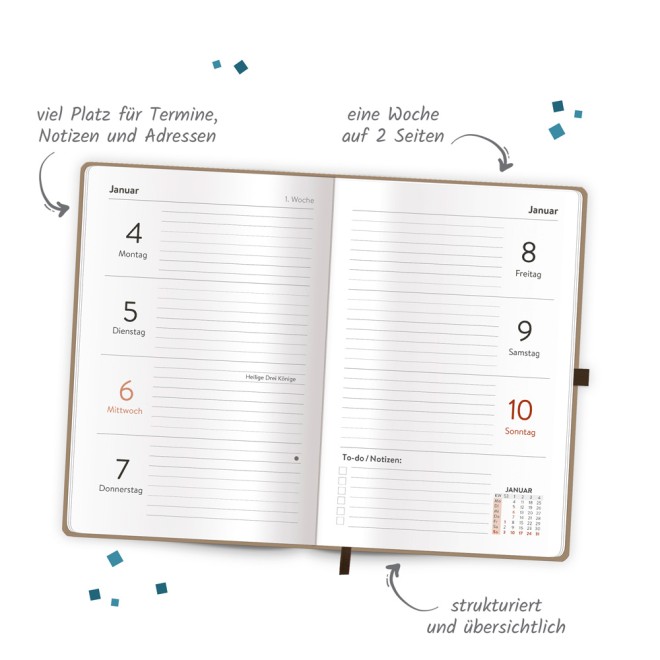 Taschenkalender A6 Soft Touch Premium Sand 2027
