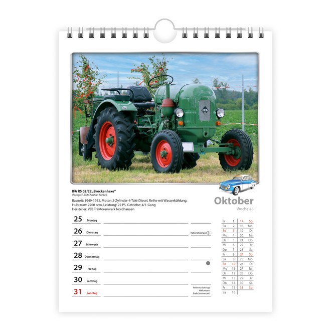 Wochenkalender zum Hängen DDR-Fahrzeuge 2027