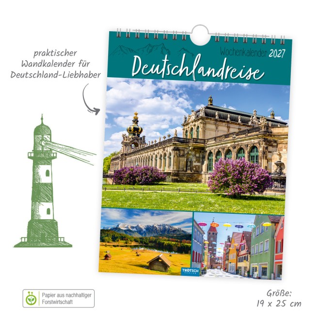 Wochenkalender zum Hängen Deutschlandreise 2027