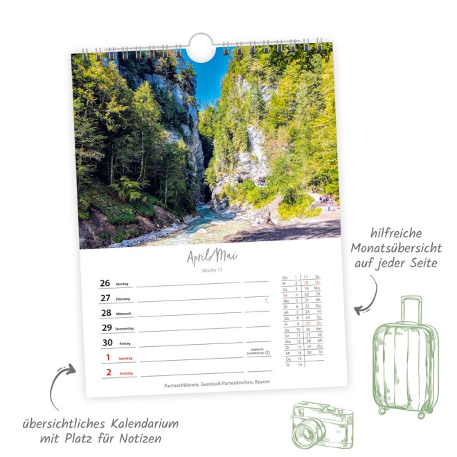 Wochenkalender zum Hängen Deutschlandreise 2027