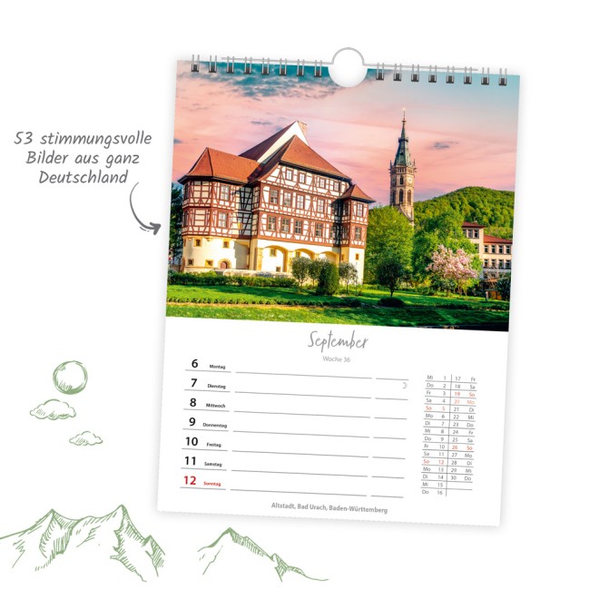 Wochenkalender zum Hängen Deutschlandreise 2027