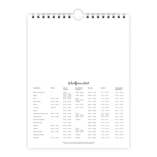 Wochenkalender zum Hängen Heimische Vögel 2027