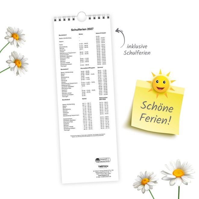 Streifenkalender Blumen 2027 Notizkalender