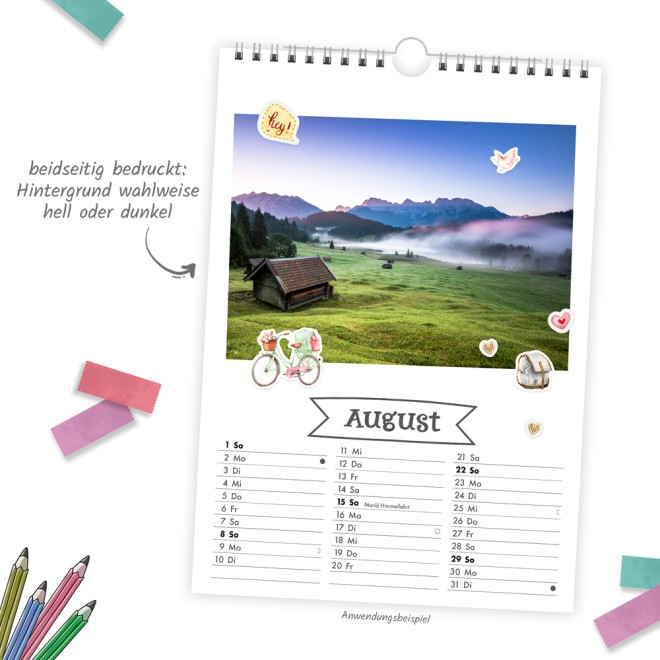 Foto- und Bastelkalender Premium A4 2027 mit vielen Stickern