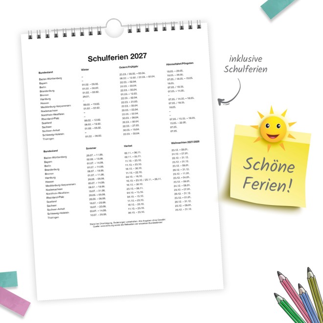 Foto- und Bastelkalender Premium A4 2027 mit vielen Stickern