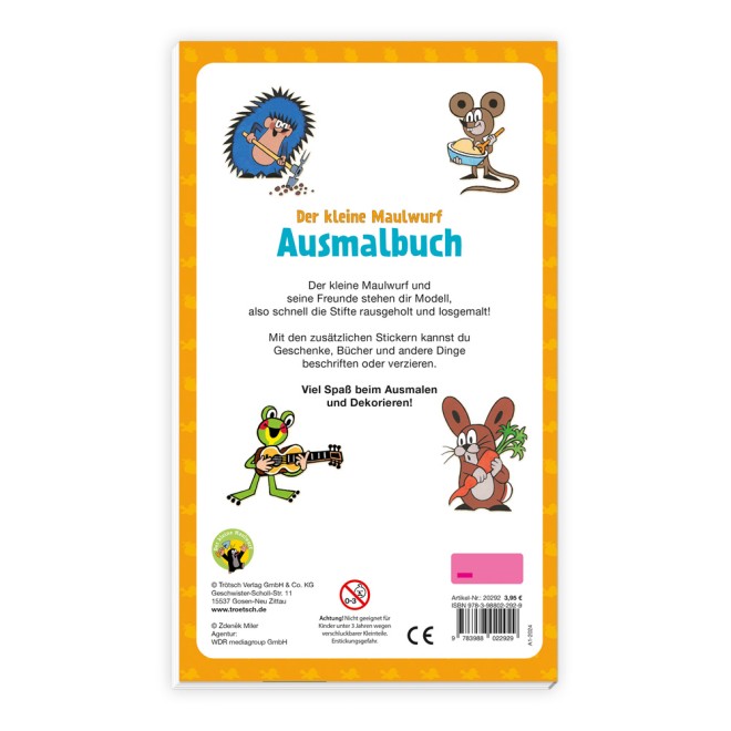 DER KLEINE MAULWURF Ausmalbuch mit Stickern