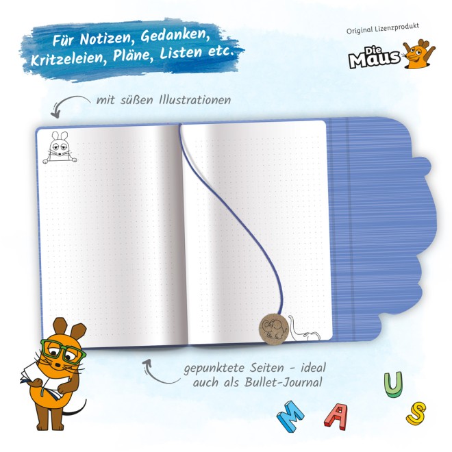 DIE MAUS Notizbuch Klappe "Elefant"