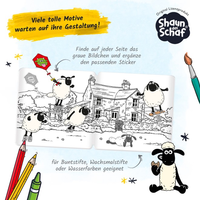 SHAUN DAS SCHAF Stickermalbuch