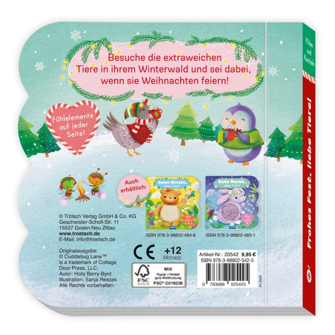 Fühlbuch Frohes Fest liebe Tiere Fühlen und Kuscheln| Zauberhaftes Pappenbuch mit kuscheligen Fühlelementen| Ab 1 Jahr