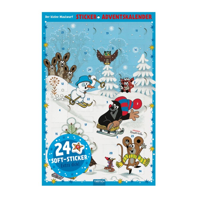 Der kleine Maulwurf Adventskalender mit 24 Soft-Stickern Sticker Adventskalender | Ab 3 Jahren