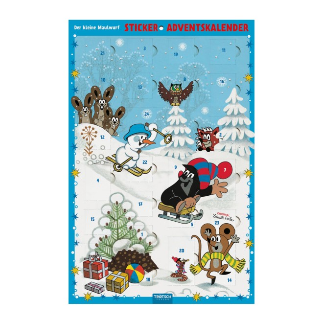 Der kleine Maulwurf Adventskalender mit 24 Soft-Stickern Sticker Adventskalender | Ab 3 Jahren