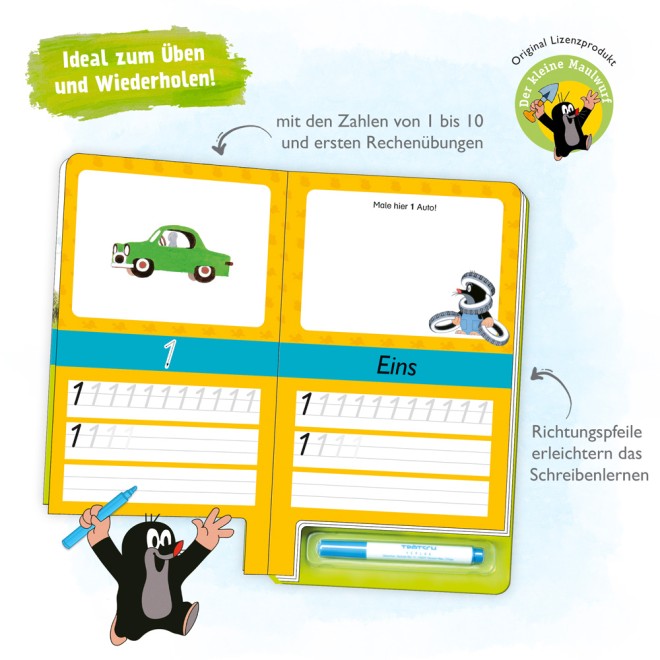 DER KLEINE MAULWURF Schreib und wisch weg "Zahlen"