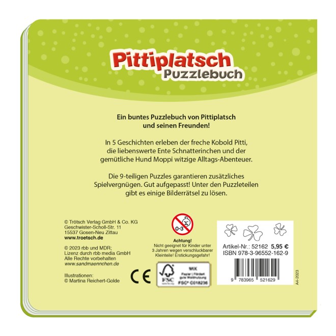 UNSER SANDMÄNNCHEN Puzzlebuch "Pittiplatsch"