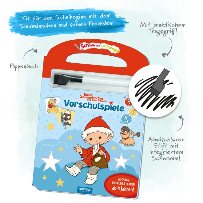 UNSER SANDMÄNNCHEN Schreib und wisch weg Vorschulspiele