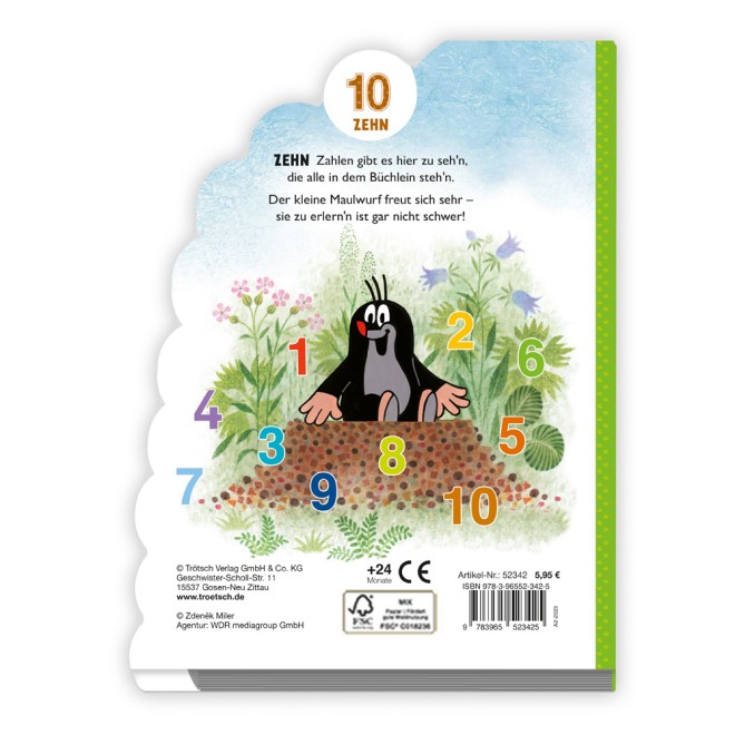 DER KLEINE MAULWURF Registerbuch "Erste Zahlen"