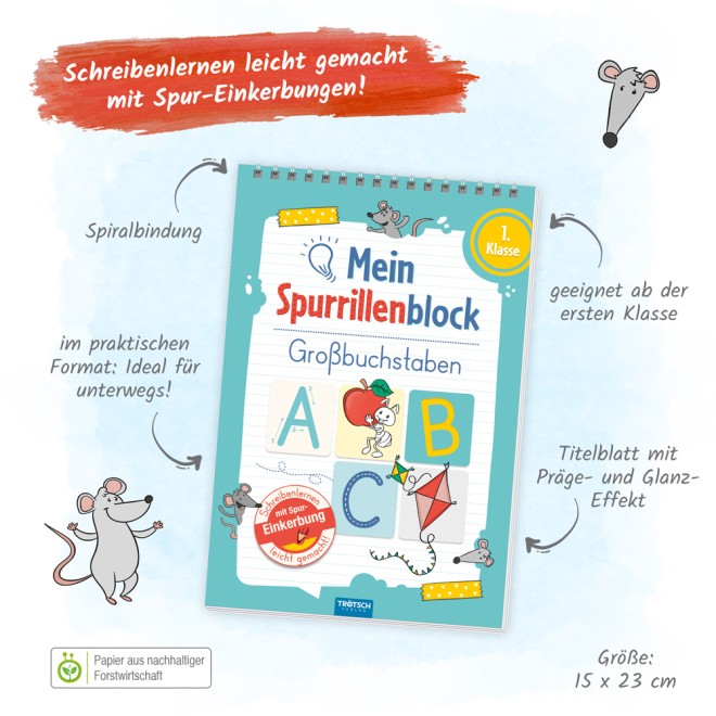 Spurrillenblock Großbuchstaben