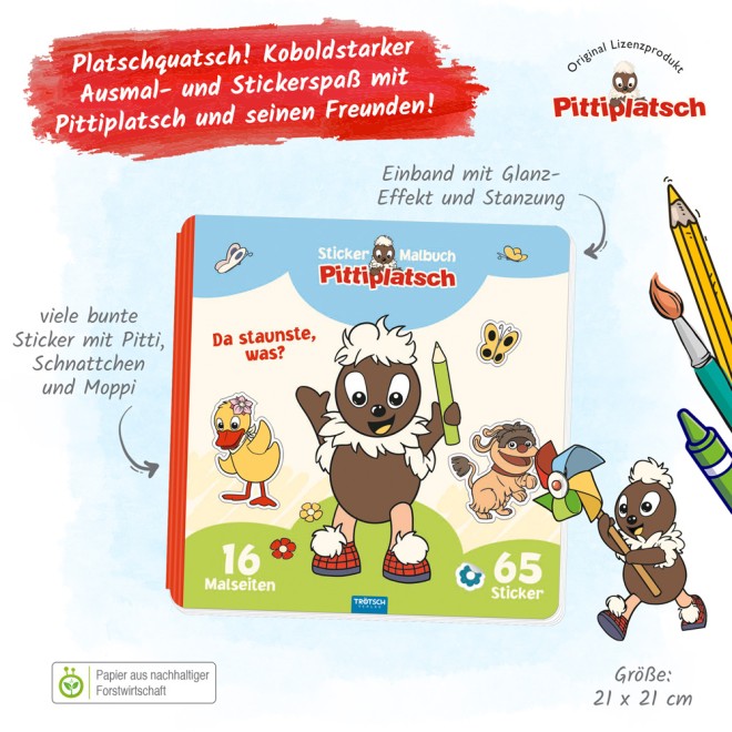 UNSER SANDMÄNNCHEN Stickermalbuch "Pittiplatsch"