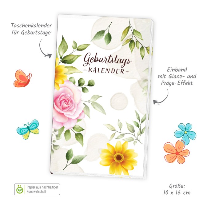 Taschengeburtstagskalender "Blumen"