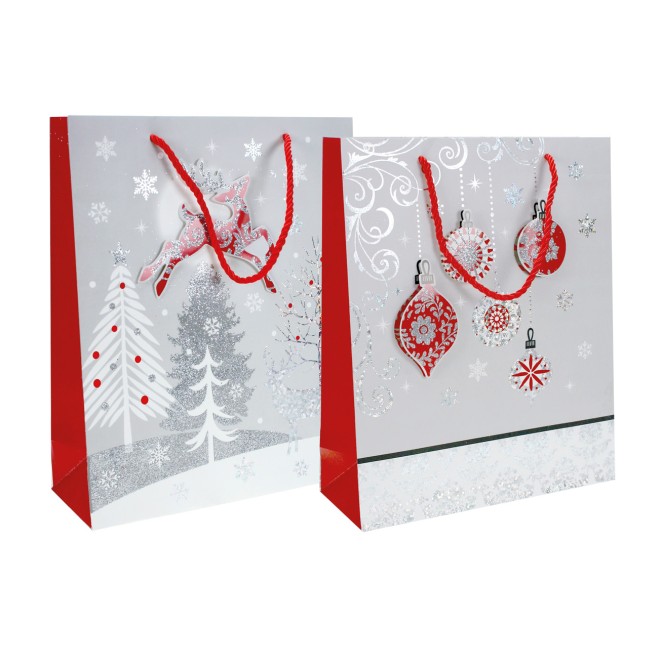 Weihnachtstasche rot/silber mini