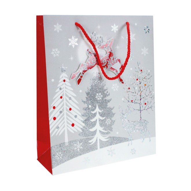 Weihnachtstasche rot/silber mini