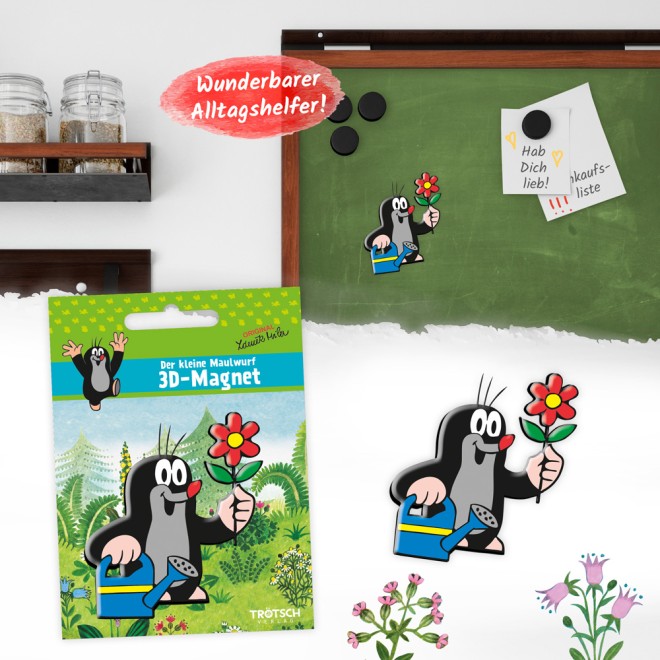 DER KLEINE MAULWURF 3D Magnet "Maulwurf mit Gießkanne"