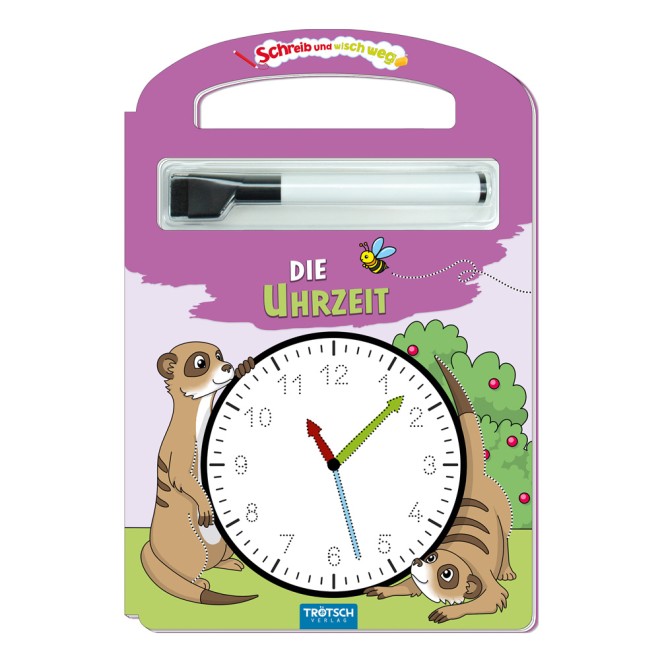 Schreib und wisch weg "Die Uhrzeit" mit Stift